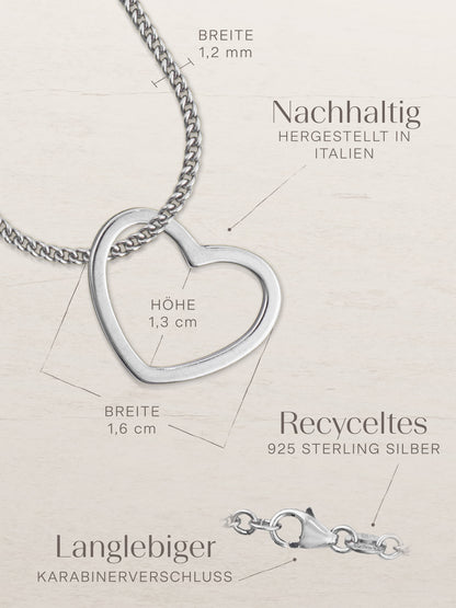 Kettenanhänger Herz Silber Rhodiniert - Elegantes Schmuckstück