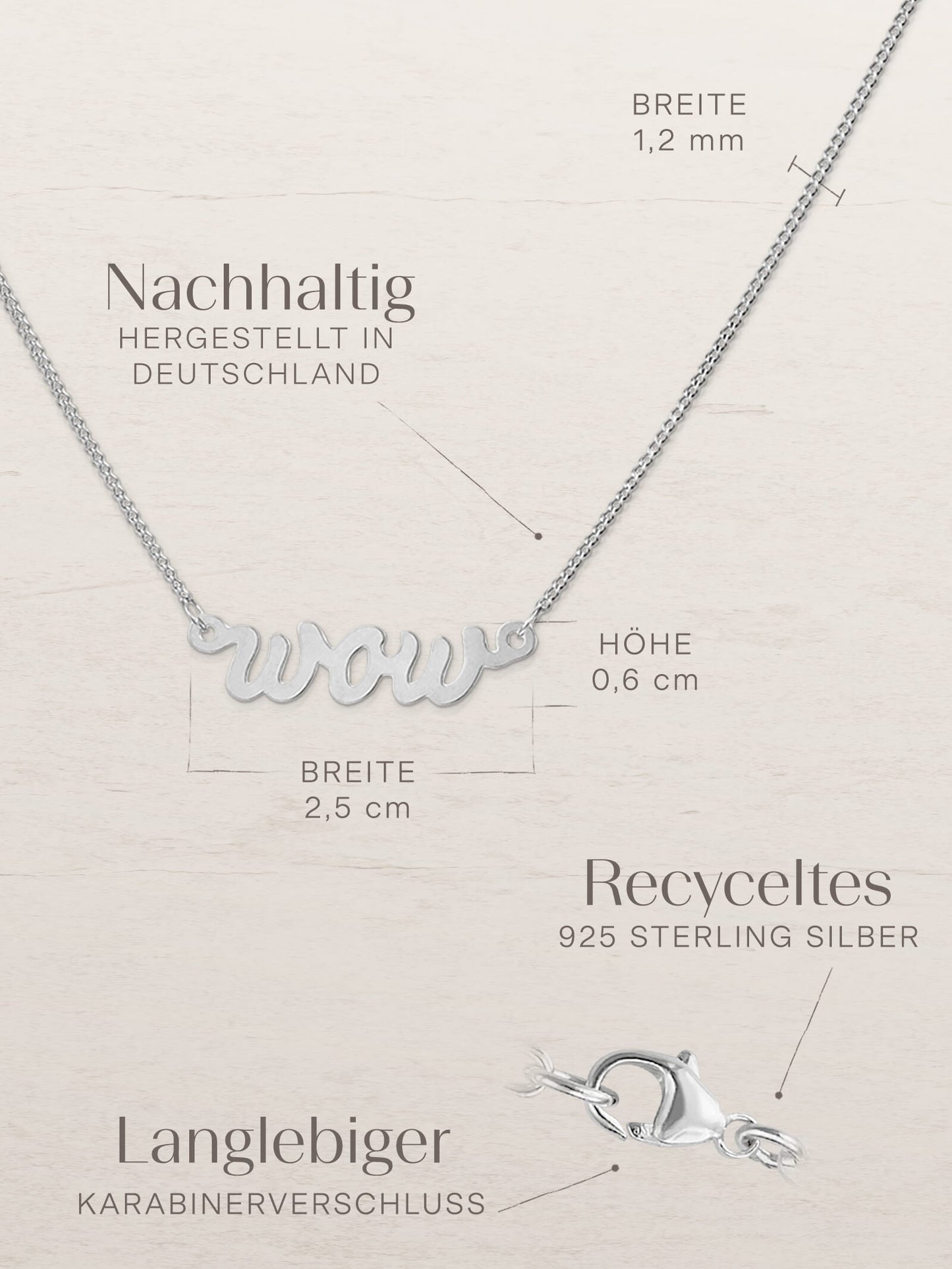 Kettenanhänger WOW Silber Rhodiniert Eleganz für jeden Anlass