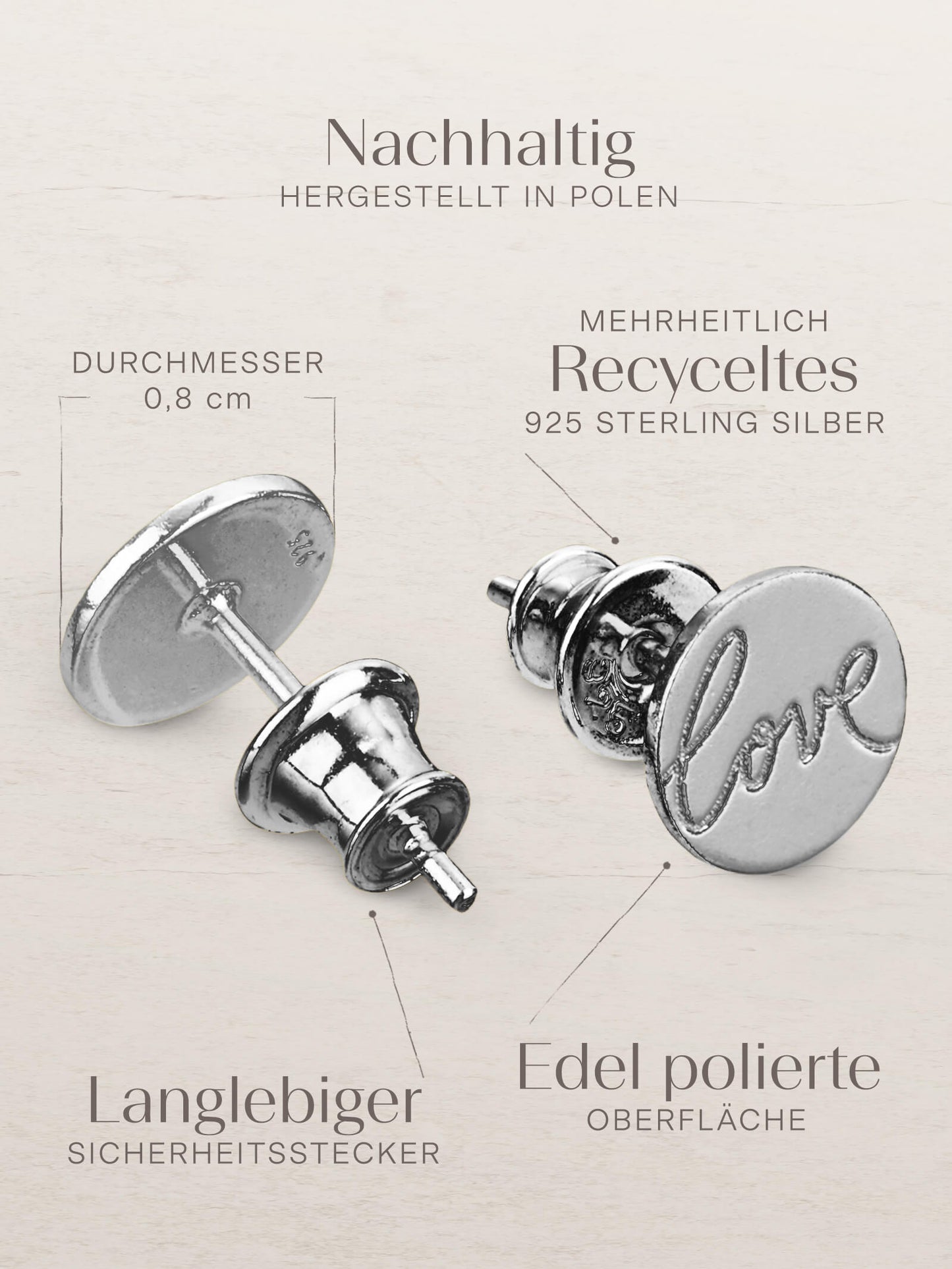 Liebe Ohrringe aus Silber Rhodiniert
