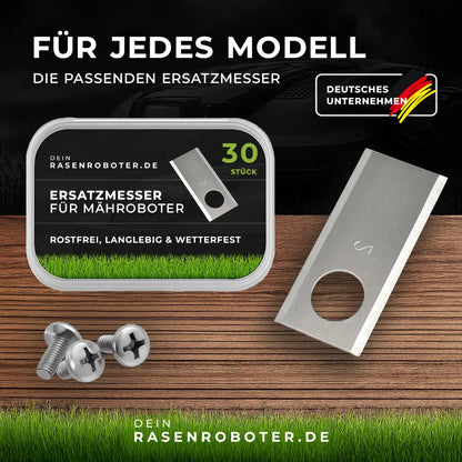 30 Edelstahl Ersatzmesser - Klingen für Scheppach RRMA300 Mähroboter