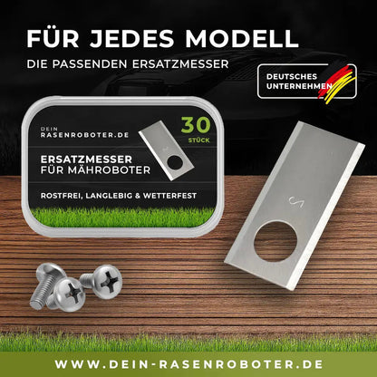 30x Edelstahl Ersatzklingen für Worx Landroid L800 (WR148E)