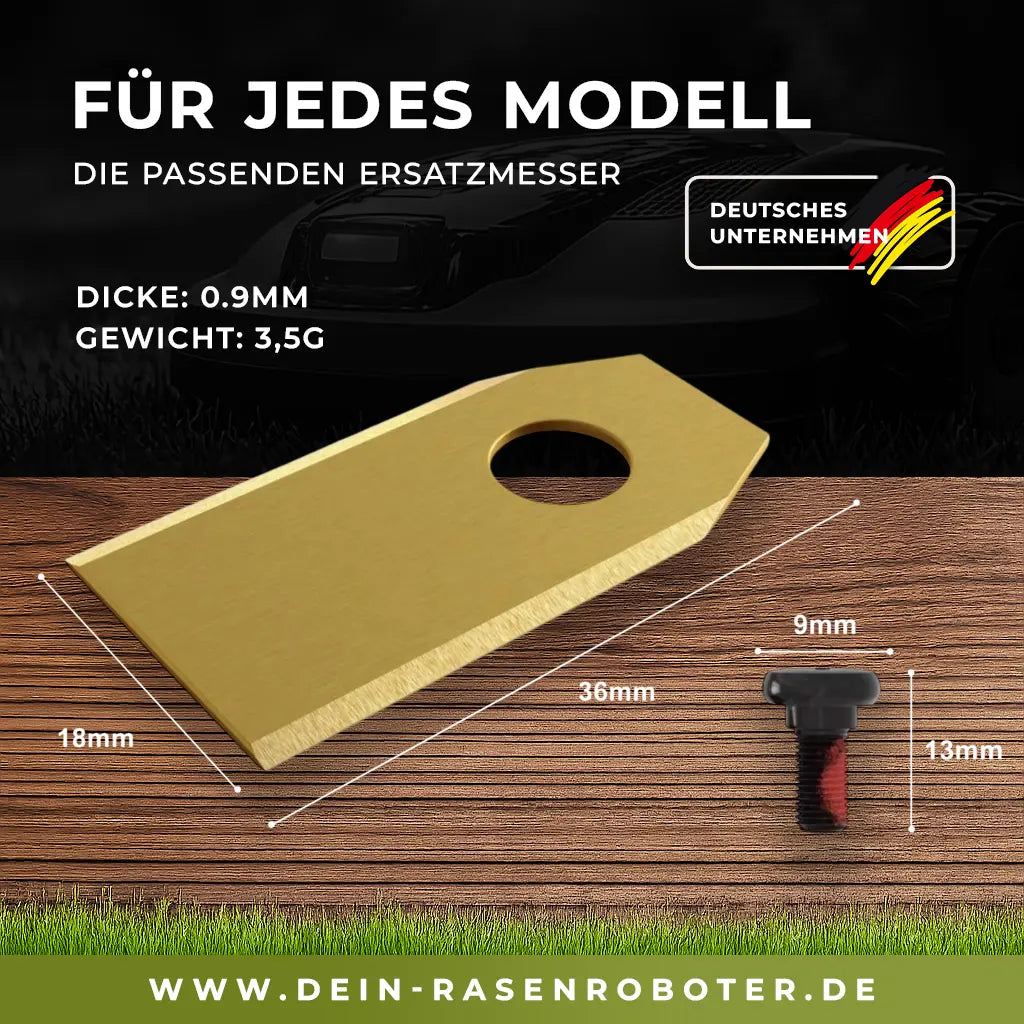30x Titan Messer für Sunseeker V1 | Gold Edition | 36x18mm