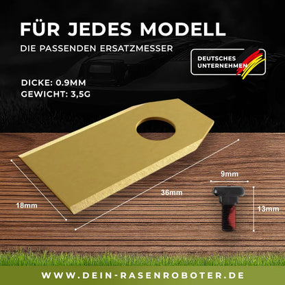 30x Titan Messer für Sunseeker X7 & X7 Plus RTK | Gold Edition
