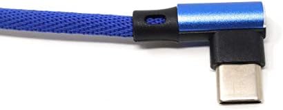 SYSTEM-S USB Typ C 3.1 Nylon Kabel auf umkehrbarer USB Schnittstelle Typ A 2.0 90° Grad gewinkelt in Blau 97 cm