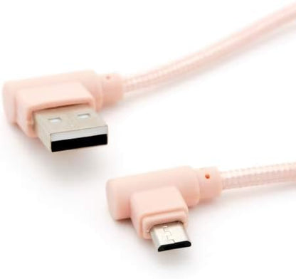 SYSTEM-S Micro USB Kabel 90° grad rechts gewinkelt  zu USB 2.0 Typ A 90° Grad rechts gewinkelt 20 cm in Rose