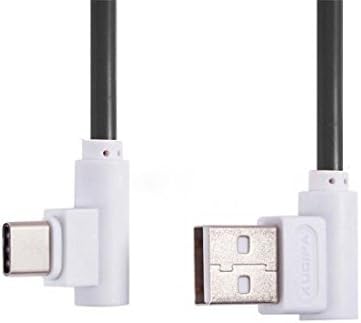 SYSTEM-S USB 3.1 Typ C 90° gewinkelt Winkelstecker zu USB 2.0 A Datenkabel Ladekabel Kabel 89 cm in Schwarz