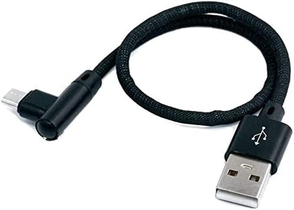 SYSTEM-S Micro USB cable 90° right angled plug to USB 2.0 Type A 90° right angled data cable charging cable 20 cm in black