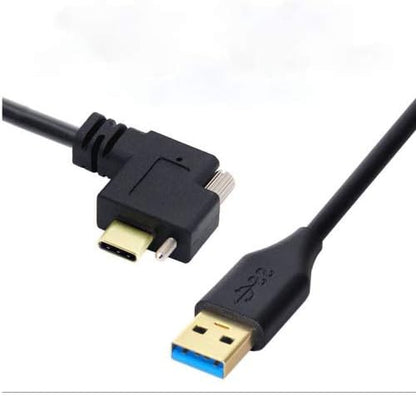 SYSTEM-S USB 3.1 cable 3 m Type C male to 3.0 Type A male angle screw in black 