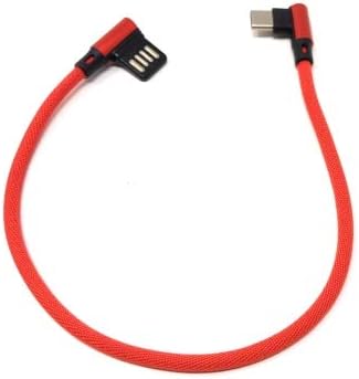 SYSTEM-S USB Typ C 3.1 Nylon Kabel auf umkehrbarer USB Schnittstelle Typ A 2.0 90° Grad gewinkelt in Rot 29 cm