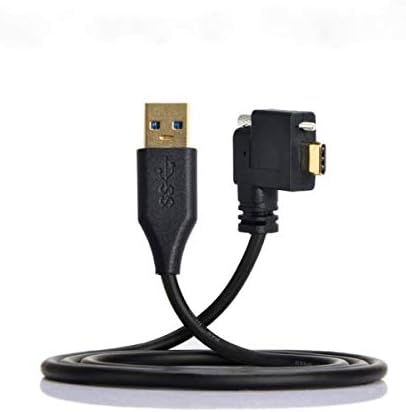 SYSTEM-S USB 3.1 Kabel 3 m Typ C Stecker zu 3.0 Typ A Stecker Winkel Schraube Schwarz