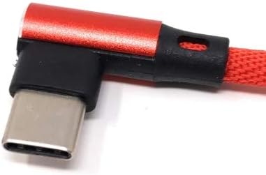 SYSTEM-S USB Typ C 3.1 Nylon Kabel auf umkehrbarer USB Schnittstelle Typ A 2.0 90° Grad gewinkelt in Rot 29 cm