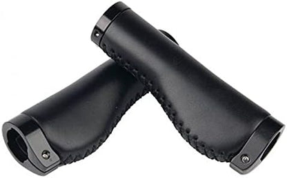 SYSTEM-S Fahrrad Griff 2x im Vintage Look ergonomisch aus Kunstleder in Schwarz