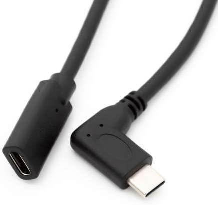 SYSTEM-S USB 3.1 Kabel 100 cm Typ C Stecker zu Buchse Winkel in Schwarz
