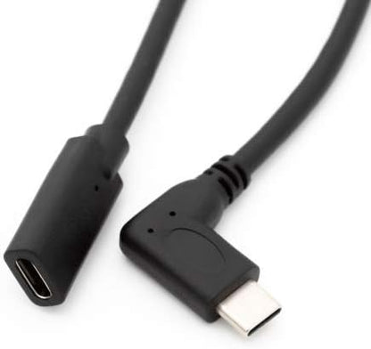 SYSTEM-S USB 3.1 Kabel 100 cm Typ C Stecker zu Buchse Winkel in Schwarz