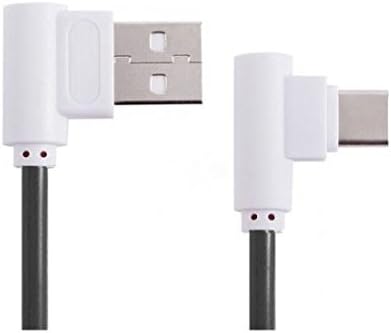 SYSTEM-S USB 3.1 Typ C 90° gewinkelt Winkelstecker zu USB 2.0 A Datenkabel Ladekabel Kabel 89 cm in Schwarz