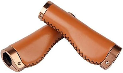 Bicycle handle 2x in vintage look ergonomic made of artificial leather in brown