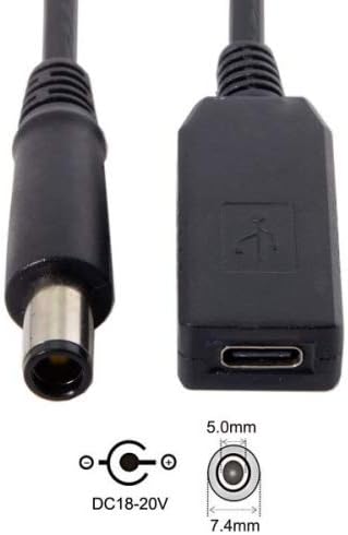 SYSTEM-S USB 3.1 Kabel 23cm Typ C Buchse zu DC 20V 7,4 x 5,0 mm Stecker Ladekabel