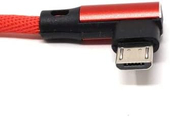 SYSTEM-S Micro USB cable left angled to reversible USB interface Type A 2.0 in red 98 cm