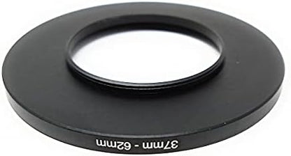 SYSTEM-S Objektiv Adapter 37 mm Gewinde zu 62 mm Step Up Ring in Schwarz für Filter