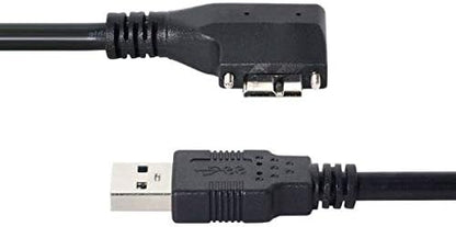 SYSTEM-S USB 3.0 Kabel 120 cm Typ A Stecker zu Micro B Stecker Winkel Schraube in Schwarz