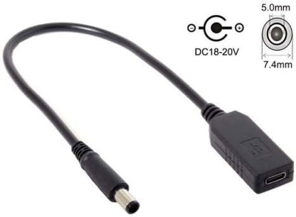 SYSTEM-S USB 3.1 Kabel 23cm Typ C Buchse zu DC 20V 7,4 x 5,0 mm Stecker Ladekabel