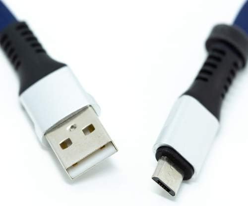 System-S USB A Stecker zu Micro USB Stecker Kabel Flachkabel 32 cm in Blau