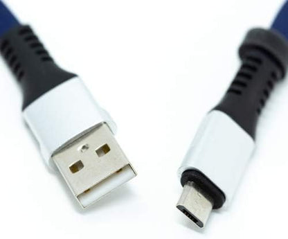 System-S USB A Stecker zu Micro USB Stecker Kabel Flachkabel 32 cm in Blau