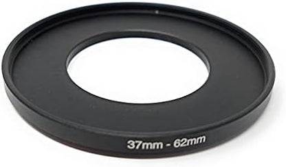 SYSTEM-S Objektiv Adapter 37 mm Gewinde zu 62 mm Step Up Ring in Schwarz für Filter