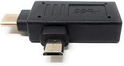 SYSTEM-S USB 3.1 Y Adapter Typ C Stecker + 2.0 Micro Stecker zu 3.0 Typ A Buchse Adapter