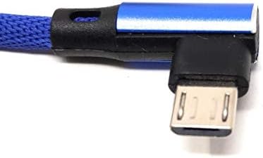 SYSTEM-S Micro Nylon USB cable left angled to reversible USB interface Type A 2.0 in blue 98 cm