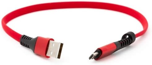 System-S USB A male to Micro USB male cable flat cable 32 cm in red