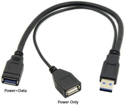 System-S USB 3.0 Typ A Stecker auf USB 3.0 Typ A Buchse HDD  Festplattenkabel mit Extra-Power USB 2.0 Typ A Buchse Y-Kabel