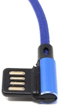 SYSTEM-S Micro USB Kabel Nylon links gewinkelt auf umkehrbarer USB Schnittstelle Typ A in blau 29 cm