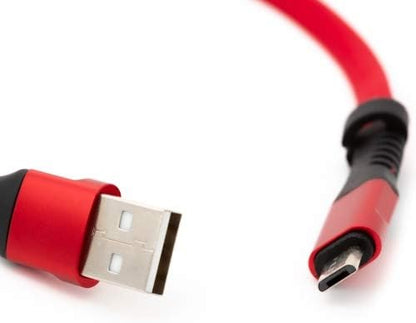 System-S USB A male to Micro USB male cable flat cable 32 cm in red