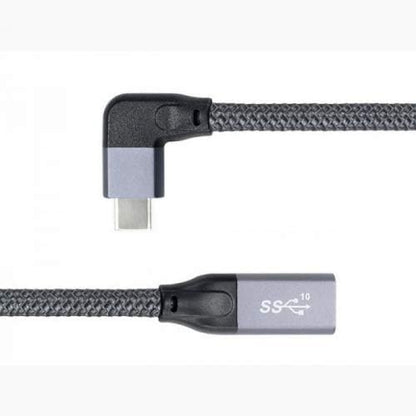 SYSTEM-S USB 3.1 Kabel 20 cm Typ C Stecker zu Buchse geflochten Winkel in Grau
