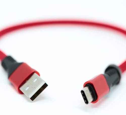 System-S USB Type C 3.1 cable to USB Type A 2.0 flat cable in red 30 cm