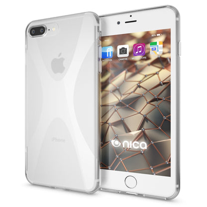 NALIA Handyhülle kompatibel mit iPhone 8 Plus / 7 Plus, Ultra-Slim Silikon Case, Dünne Crystal Schutz-Hülle Etui Handy-Tasche Schale Back-Cover Bumper, Smart-Phone Gummi-Hülle - X-Line Transparent