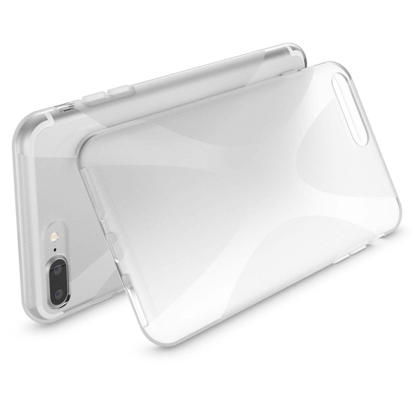 NALIA Handyhülle kompatibel mit iPhone 8 Plus / 7 Plus, Ultra-Slim Silikon Case, Dünne Crystal Schutz-Hülle Etui Handy-Tasche Schale Back-Cover Bumper, Smart-Phone Gummi-Hülle - X-Line Transparent