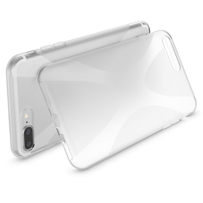 NALIA Handyhülle kompatibel mit iPhone 8 Plus / 7 Plus, Ultra-Slim Silikon Case, Dünne Crystal Schutz-Hülle Etui Handy-Tasche Schale Back-Cover Bumper, Smart-Phone Gummi-Hülle - X-Line Transparent