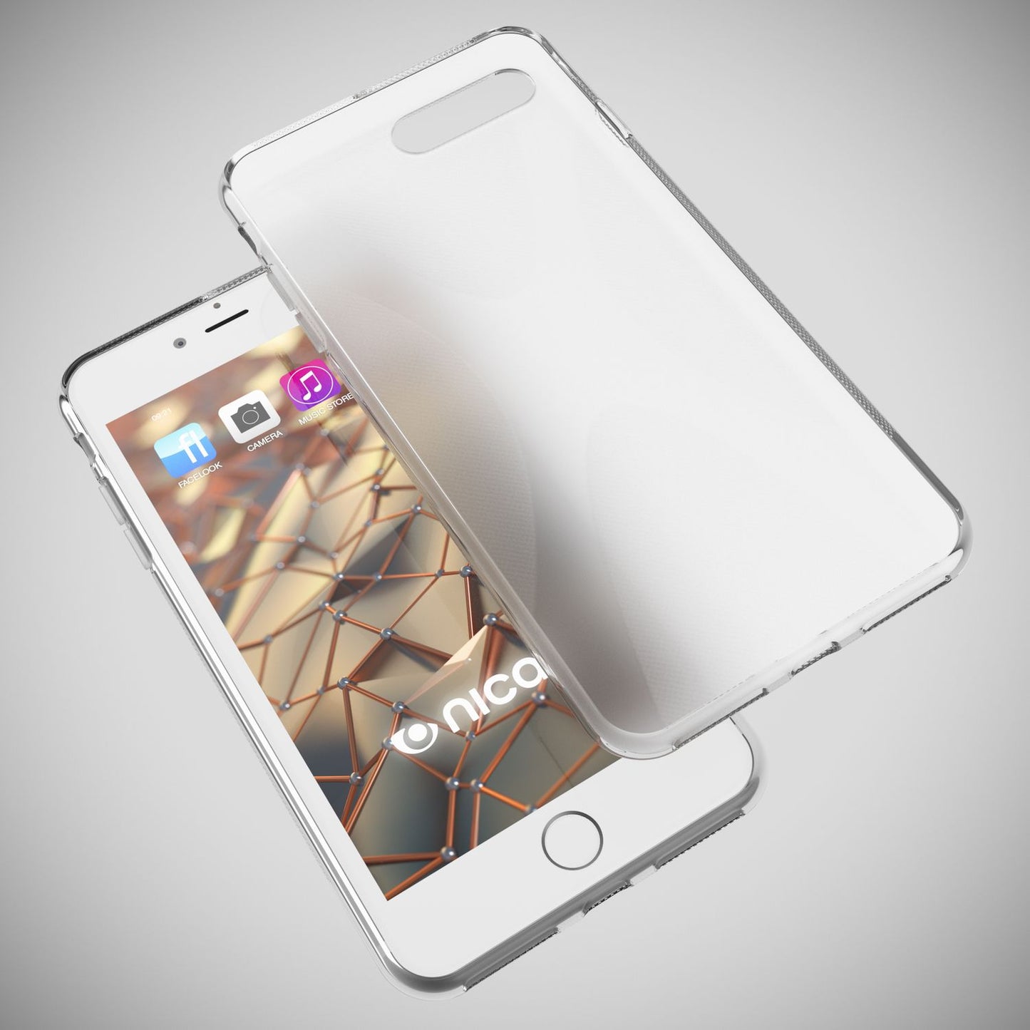 NALIA Handyhülle kompatibel mit iPhone 8 Plus / 7 Plus, Ultra-Slim Silikon Case, Dünne Crystal Schutz-Hülle Etui Handy-Tasche Schale Back-Cover Bumper, Smart-Phone Gummi-Hülle - X-Line Transparent