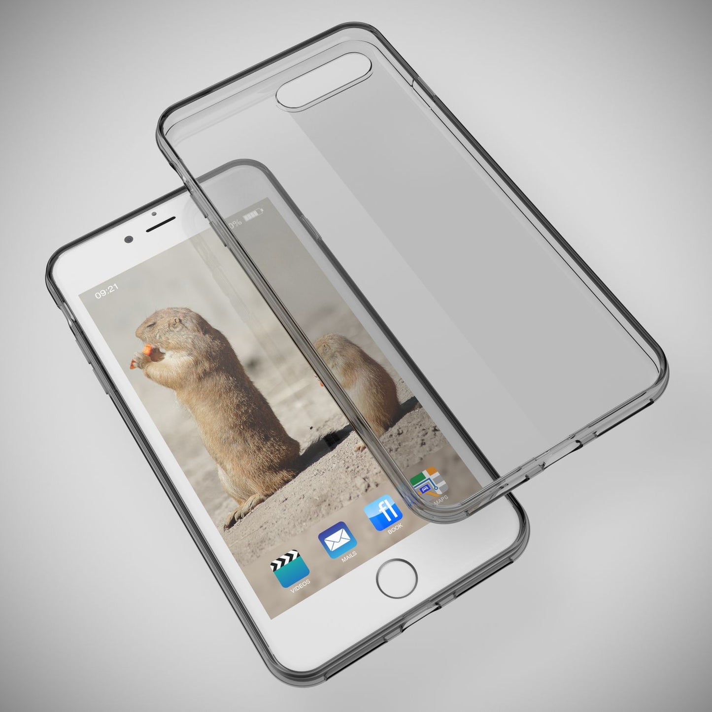 NALIA Handyhülle kompatibel mit iPhone 8 Plus / 7 Plus, Ultra-Slim Silikon Case Cover Crystal Schutz-Hülle Dünn Durchsichtig, Etui Handy-Tasche Back-Cover Schale Transparent Smart-Phone Bumper - Grau