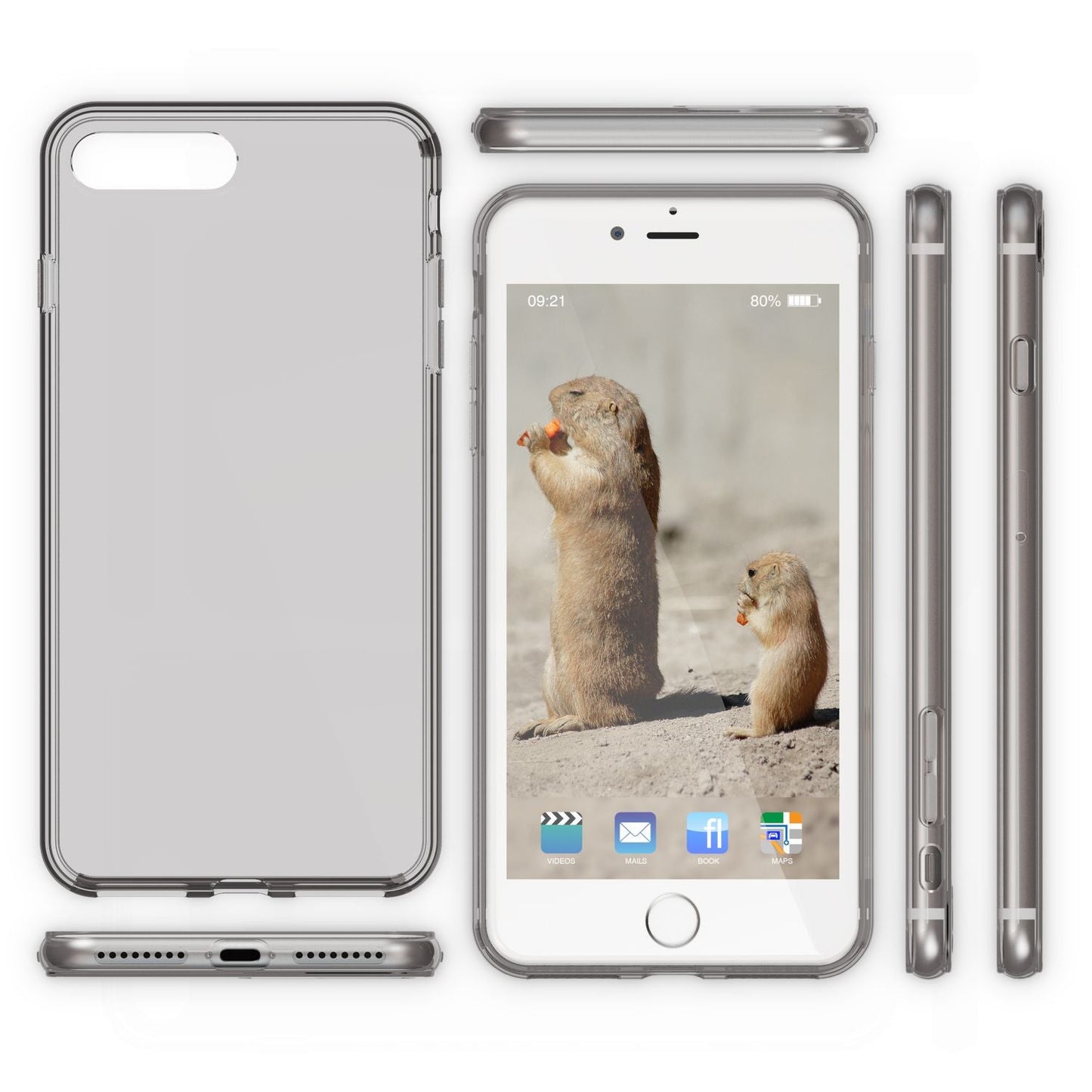 NALIA Handyhülle kompatibel mit iPhone 8 Plus / 7 Plus, Ultra-Slim Silikon Case Cover Crystal Schutz-Hülle Dünn Durchsichtig, Etui Handy-Tasche Back-Cover Schale Transparent Smart-Phone Bumper - Grau