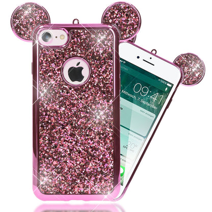 Apple iPhone 7 Hülle Handyhülle von NALIA, Glitzer Schutz Ohren Bling Case Cover