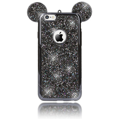 Apple iPhone 6 6S Handy Hülle von NALIA, Glitzer Back Cover Case mit Maus Ohren
