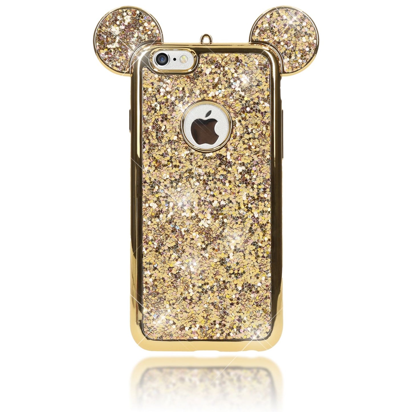 Apple iPhone 6 6S Handy Hülle von NALIA, Glitzer Back Cover Case mit Maus Ohren