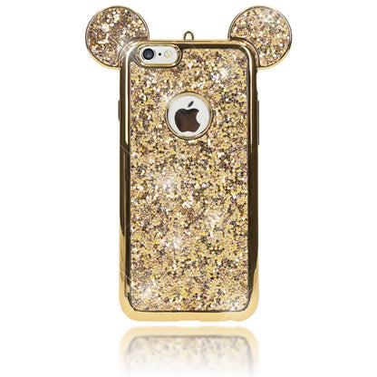 Apple iPhone 6 6S Handy Hülle von NALIA, Glitzer Back Cover Case mit Maus Ohren