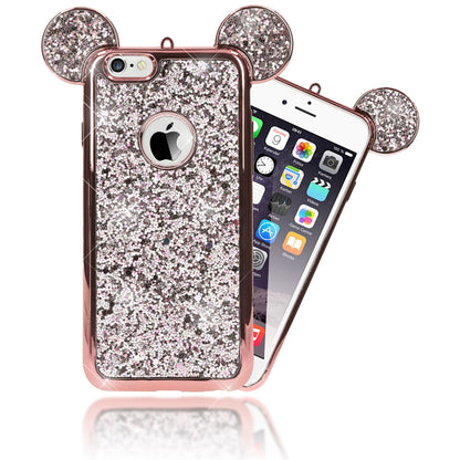 Apple iPhone 6 6S Handy Hülle von NALIA, Glitzer Back Cover Case mit Maus Ohren