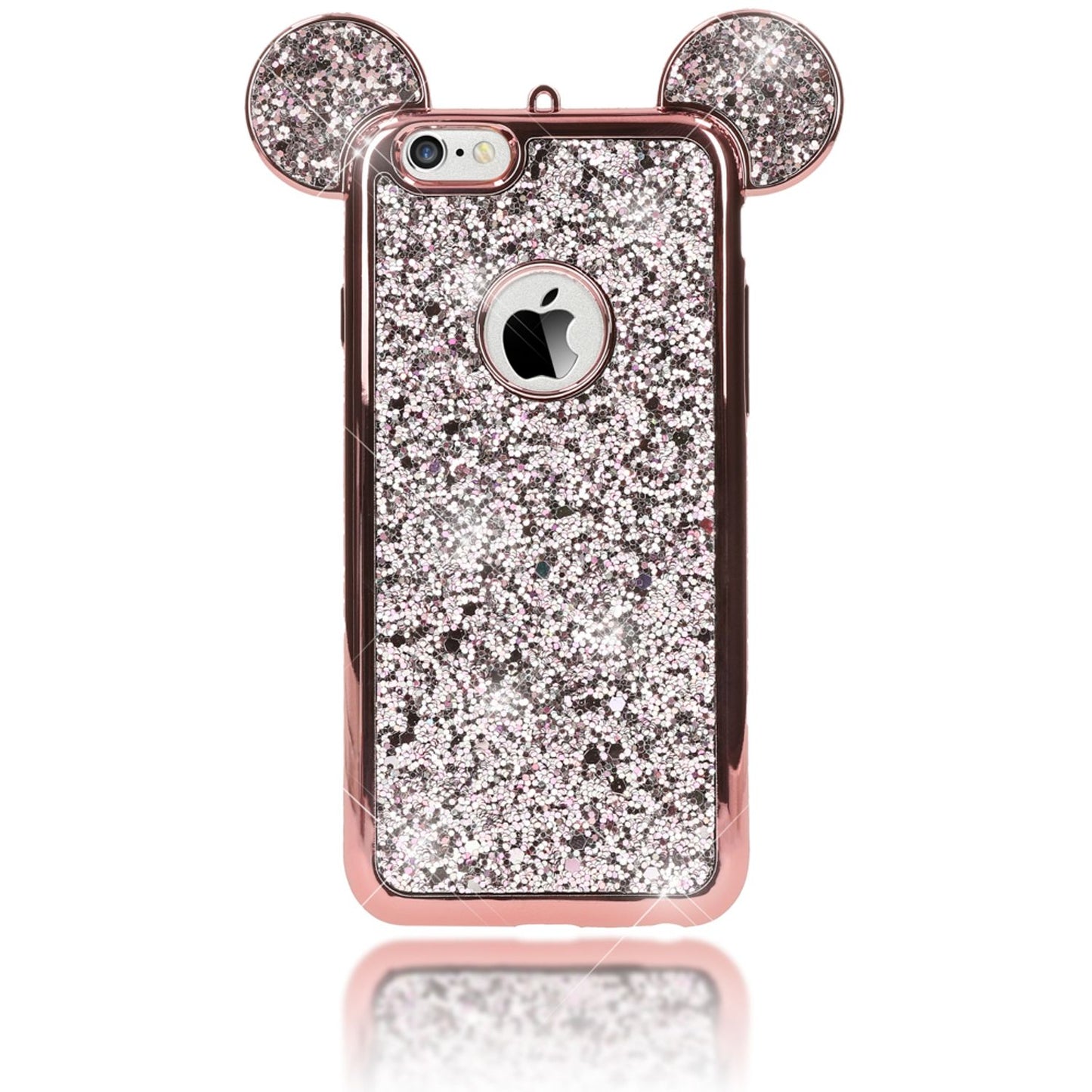 Apple iPhone 6 6S Handy Hülle von NALIA, Glitzer Back Cover Case mit Maus Ohren