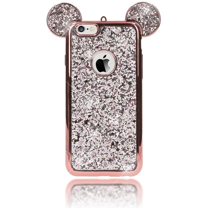 Apple iPhone 6 6S Handy Hülle von NALIA, Glitzer Back Cover Case mit Maus Ohren