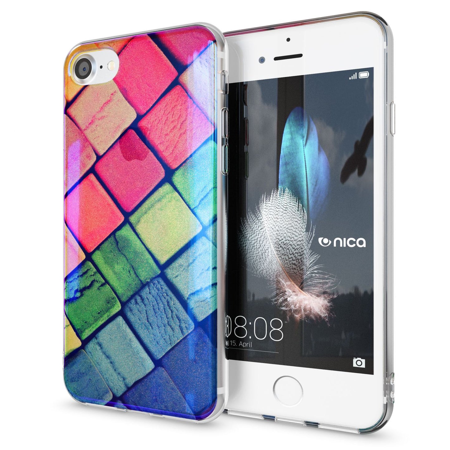 NALIA Handyhülle kompatibel mit iPhone SE 2020 / 8 / 7 Hülle, Motiv Case Silikon Cover Glänzend Durchsichtig Dünn, Glitzer Schutzhülle Handy-Tasche Backcover Bumper TPU Etui